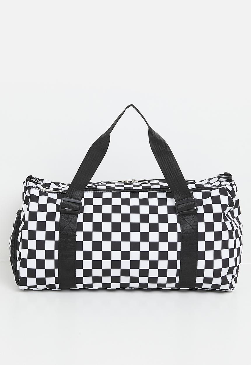 Pop Candy - checker board duffel bag - black & white 