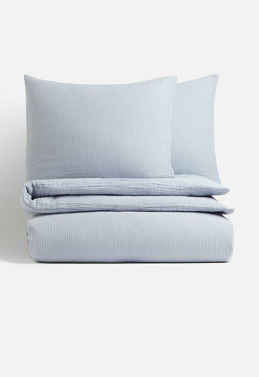 H&M - Muslin double/king duvet cover set - light dusty blue