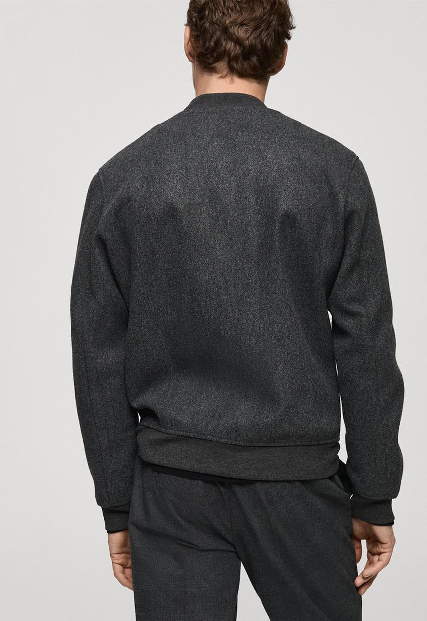 MANGO - Regular-fit flannel bomber jacket - dark grey