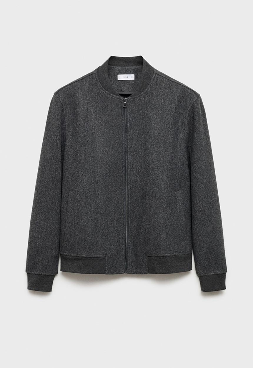 MANGO - Regular-fit flannel bomber jacket - dark grey