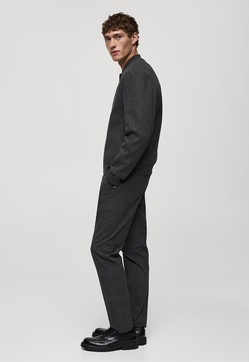 MANGO - Regular-fit flannel bomber jacket - dark grey