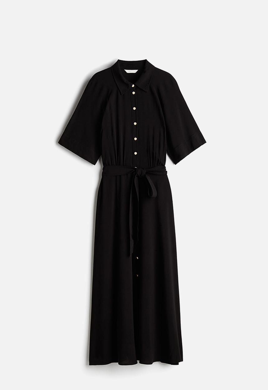 H&M - Tie-belt shirt dress - black