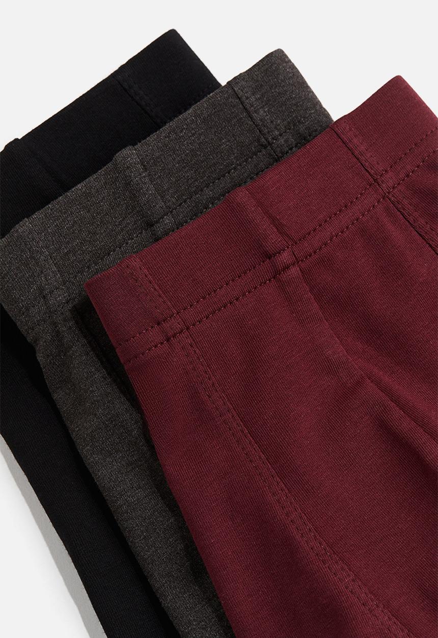 H&M - 3-pack short cotton trunks - Red,Grey,Black