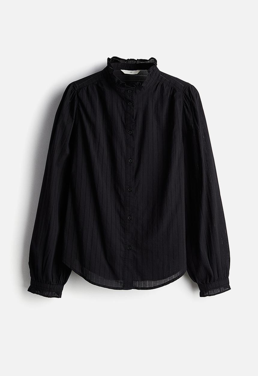 H&M - Frill-trimmed blouse - black