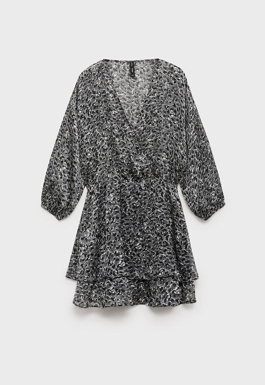 MANGO - Dress leopard - black
