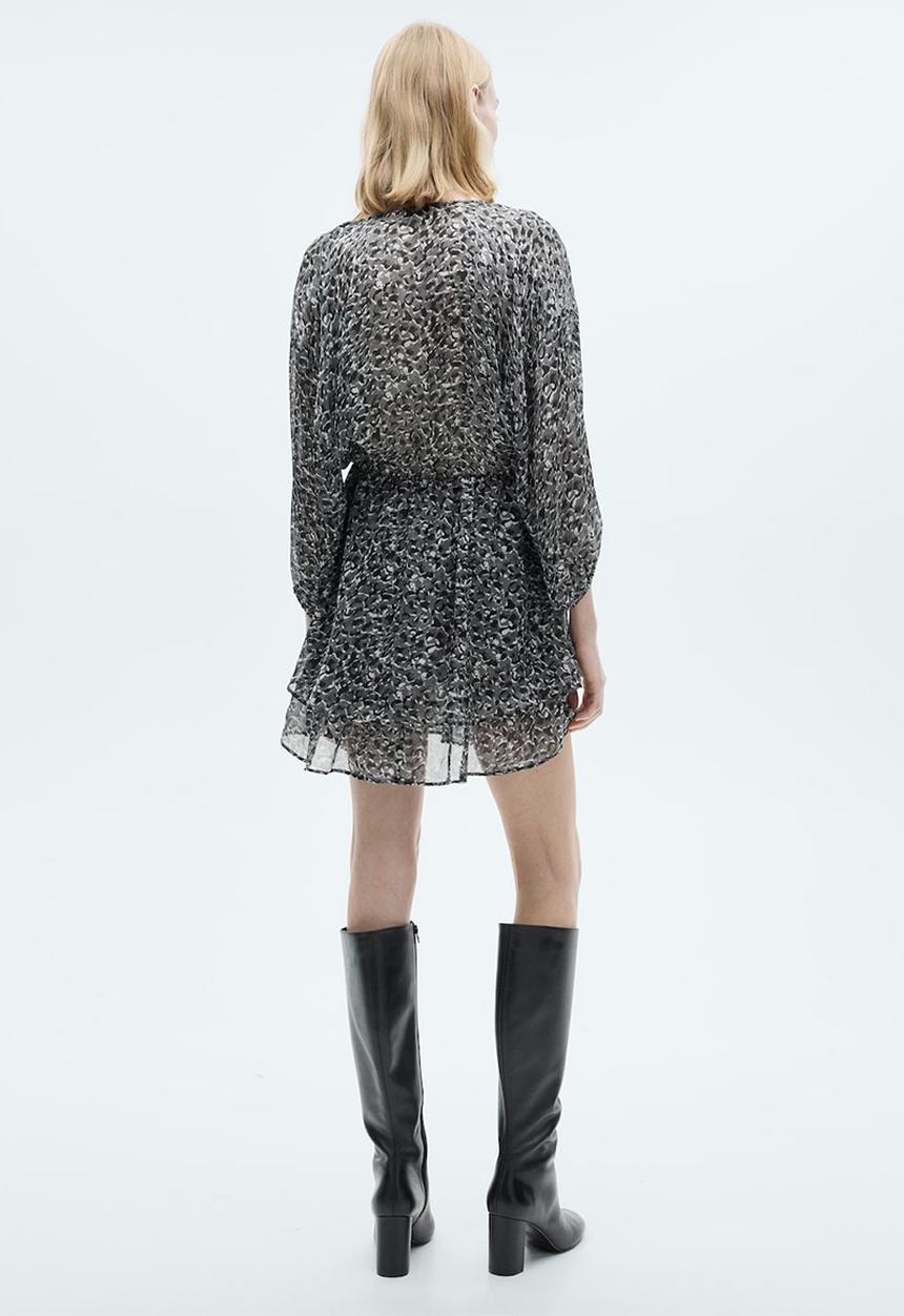 MANGO - Dress leopard - black