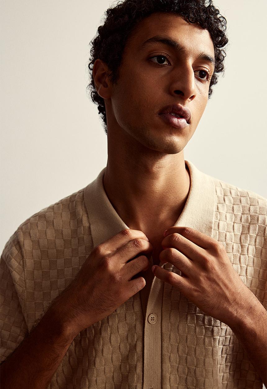 H&M - Regular fit textured-knit shirt - grey