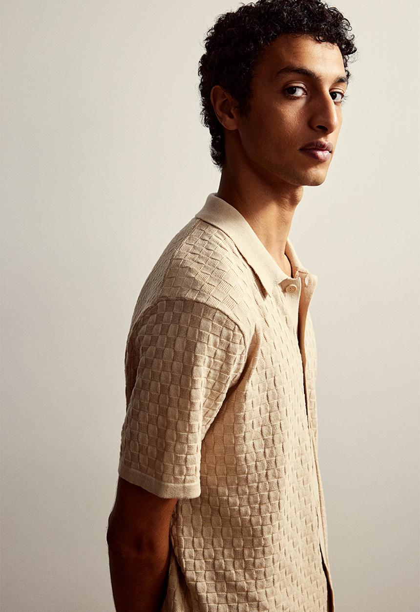 H&M - Regular fit textured-knit shirt - grey