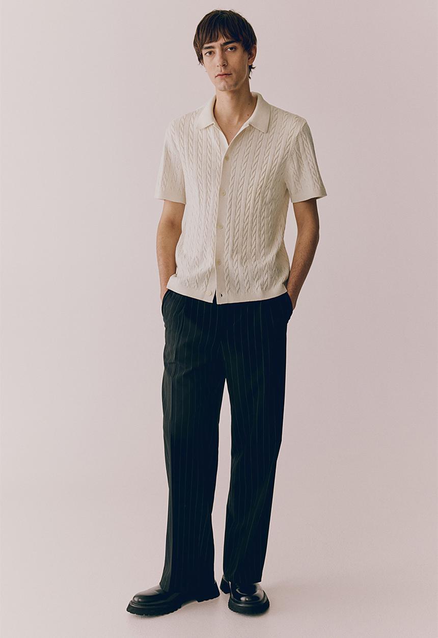 H&M - Regular fit cable-knit shirt - White