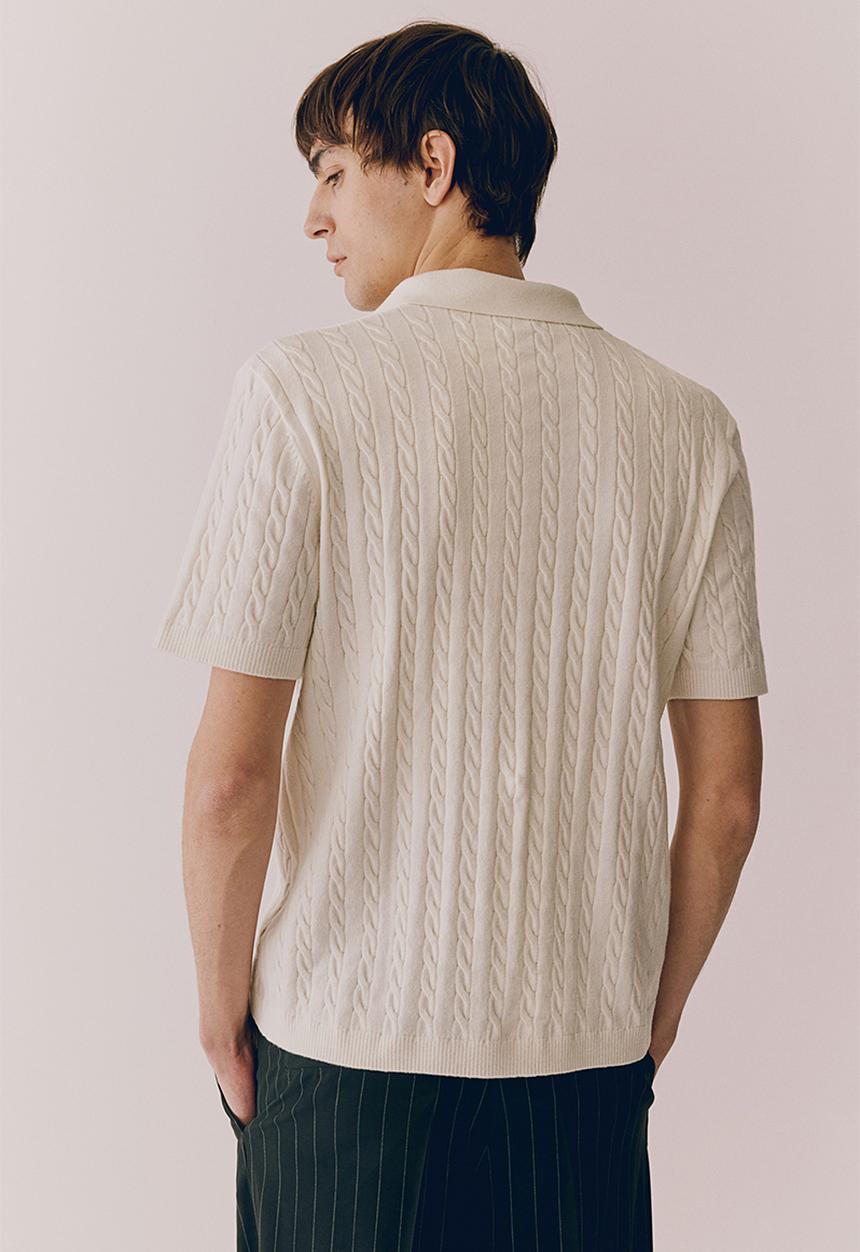 H&M - Regular fit cable-knit shirt - White