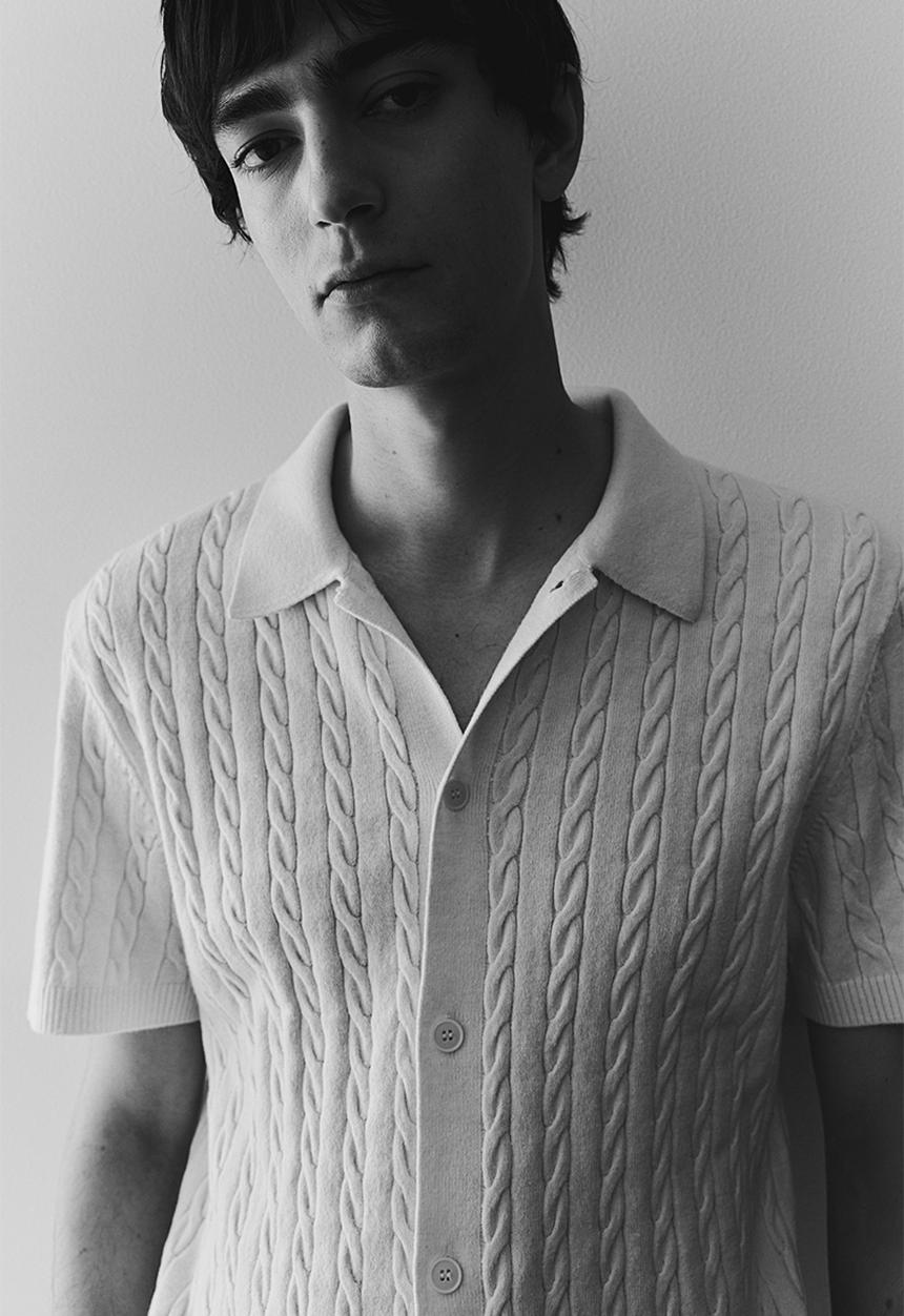 H&M - Regular fit cable-knit shirt - White