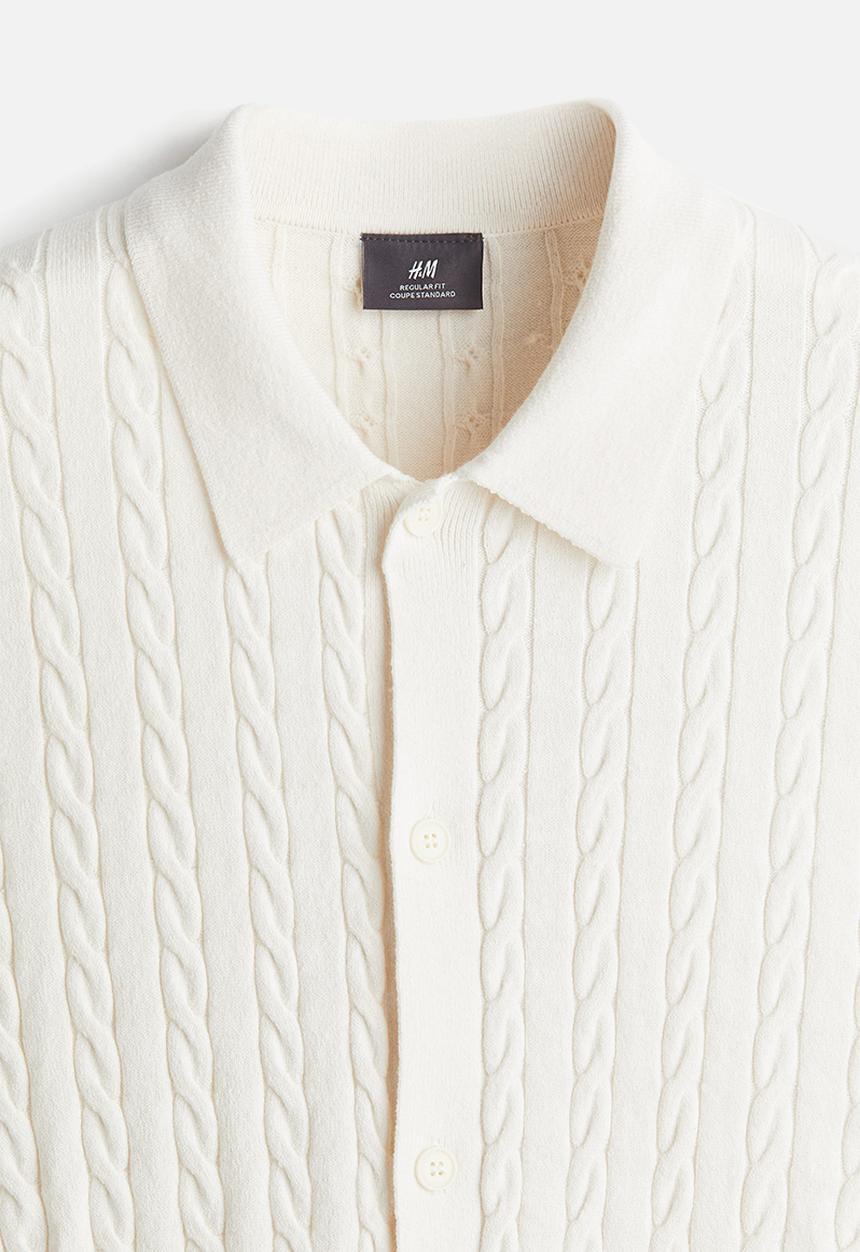 H&M - Regular fit cable-knit shirt - White