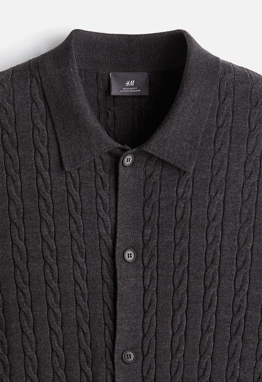 H&M - Regular fit cable-knit shirt - Grey