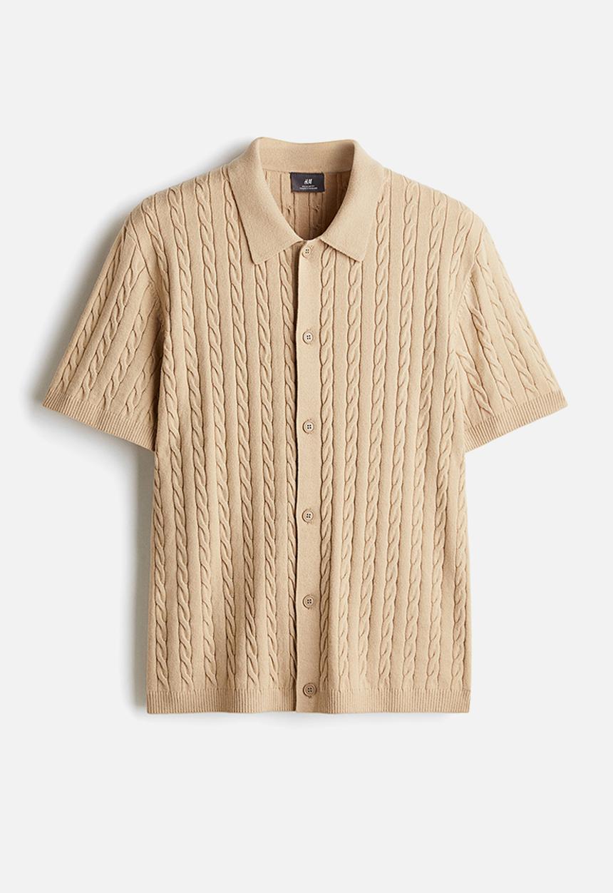 H&M - Regular fit cable-knit shirt - Beige