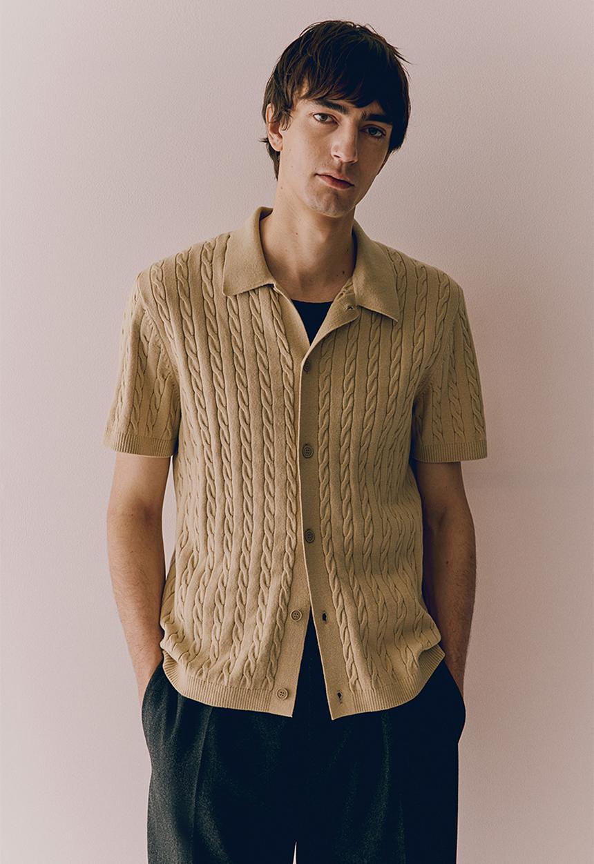 H&M - Regular fit cable-knit shirt - Beige