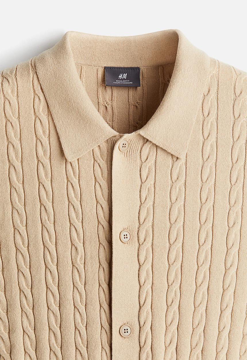 H&M - Regular fit cable-knit shirt - Beige