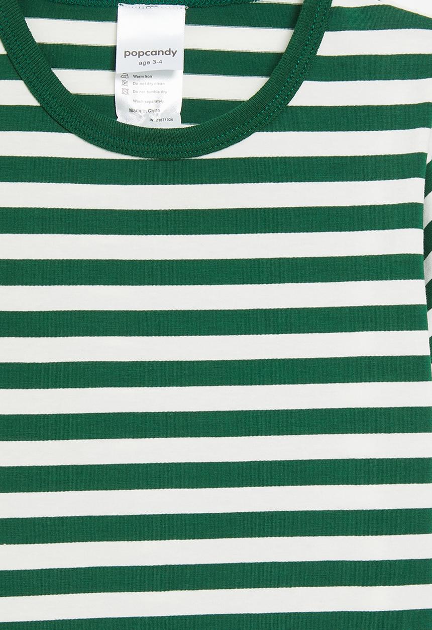 Pop Candy - Striped tee-green & white