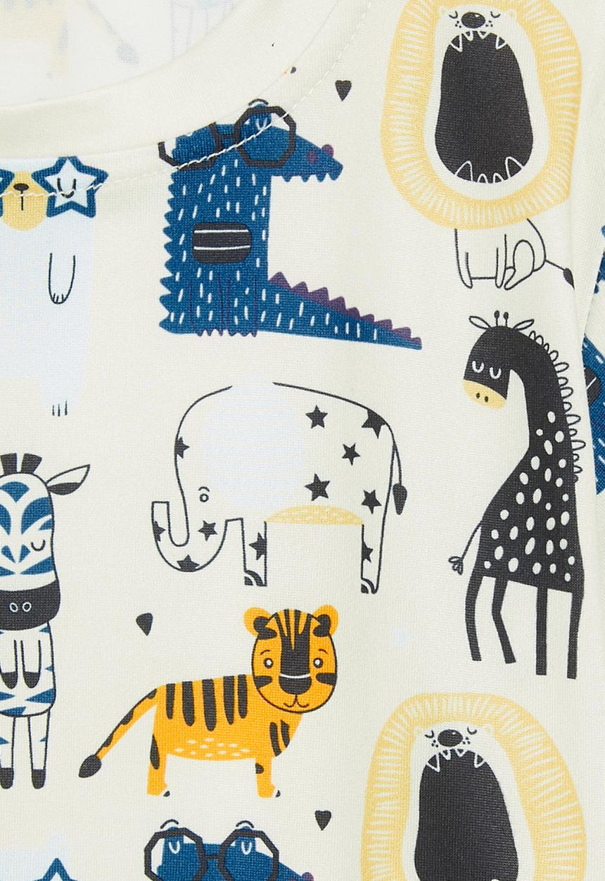 Pop Candy - Animal printed tee - ecru & multi 