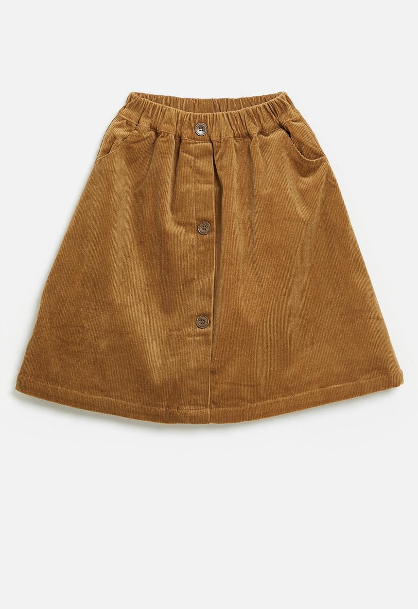 Pop Candy - Button down cord skirt-brown