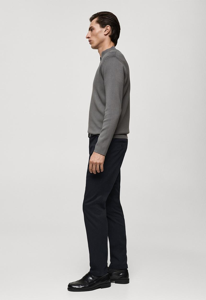 MANGO - Trousers barna - navy