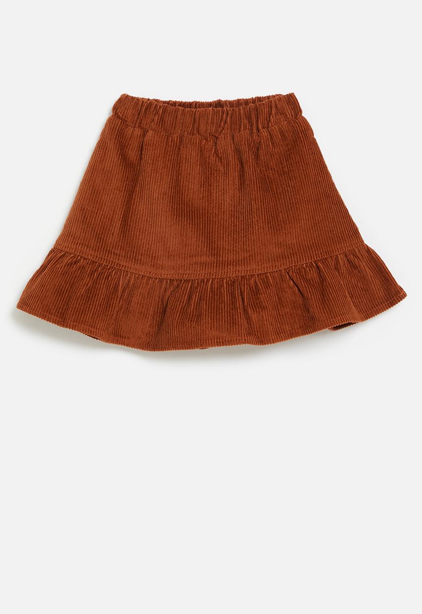 Pop Candy - Frilled hem cord skirt - light brown