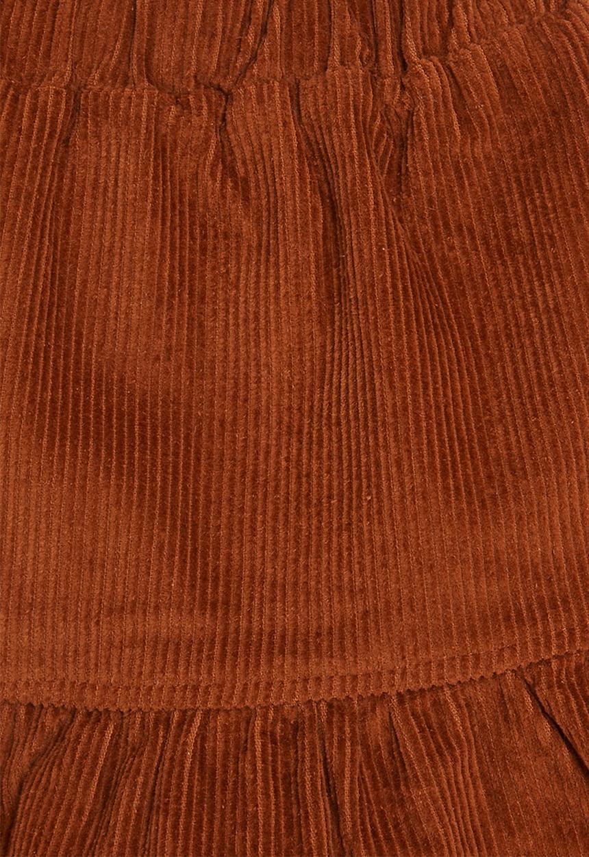 Pop Candy - Frilled hem cord skirt - light brown