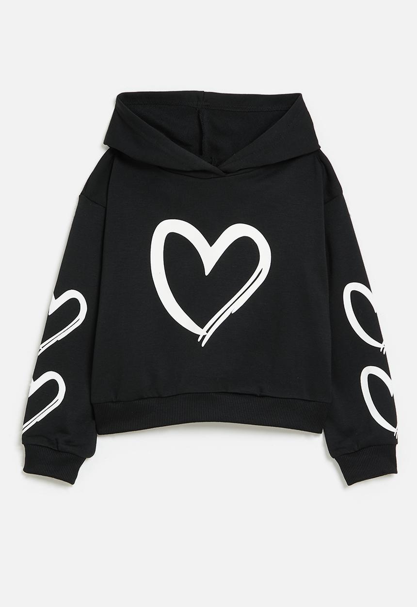 Pop Candy - Heart print hoodie - black