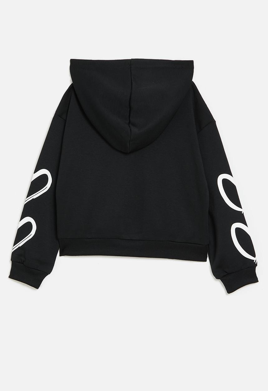 Pop Candy - Heart print hoodie - black