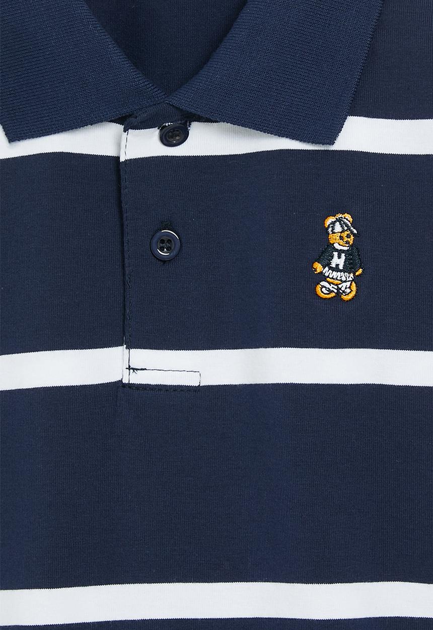 Pop Candy - Striped golf shirt-navy & white
