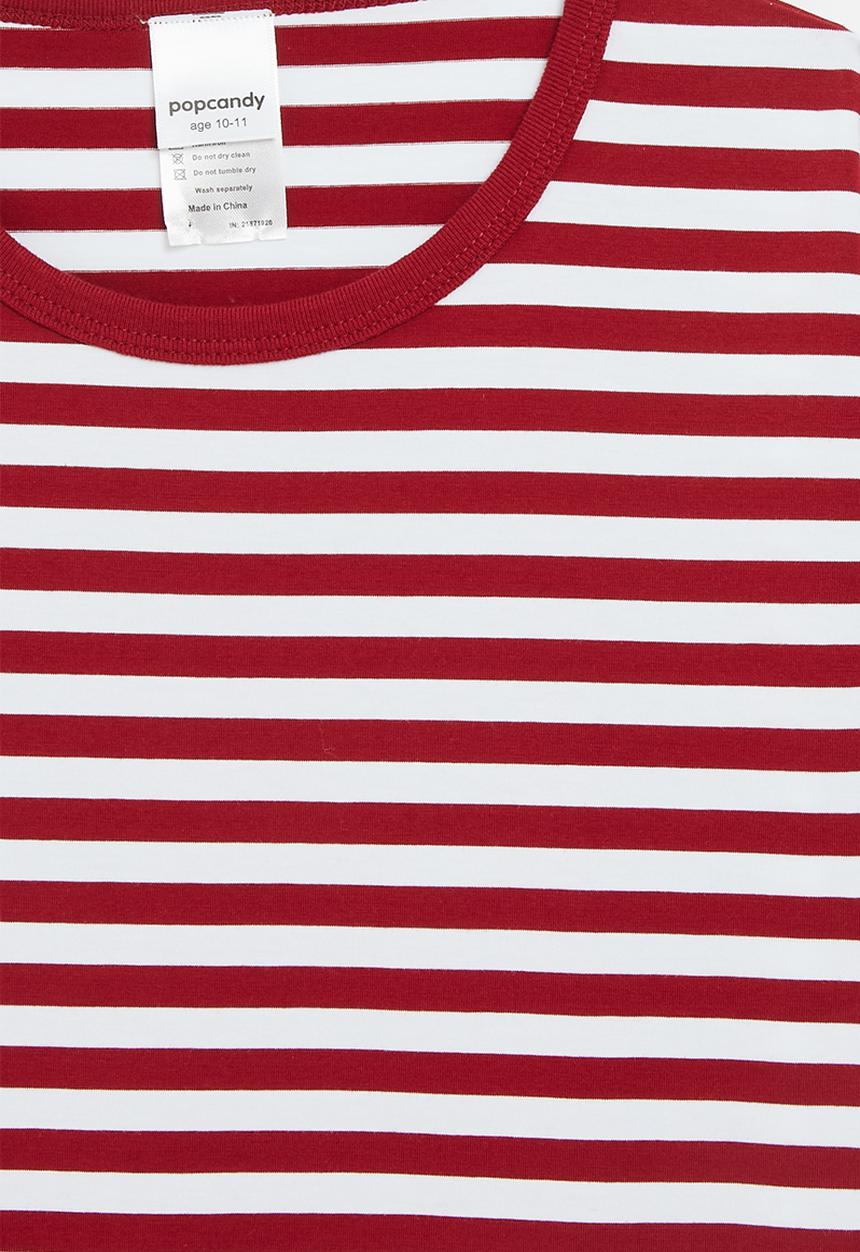 Pop Candy - Striped tee - maroon & white