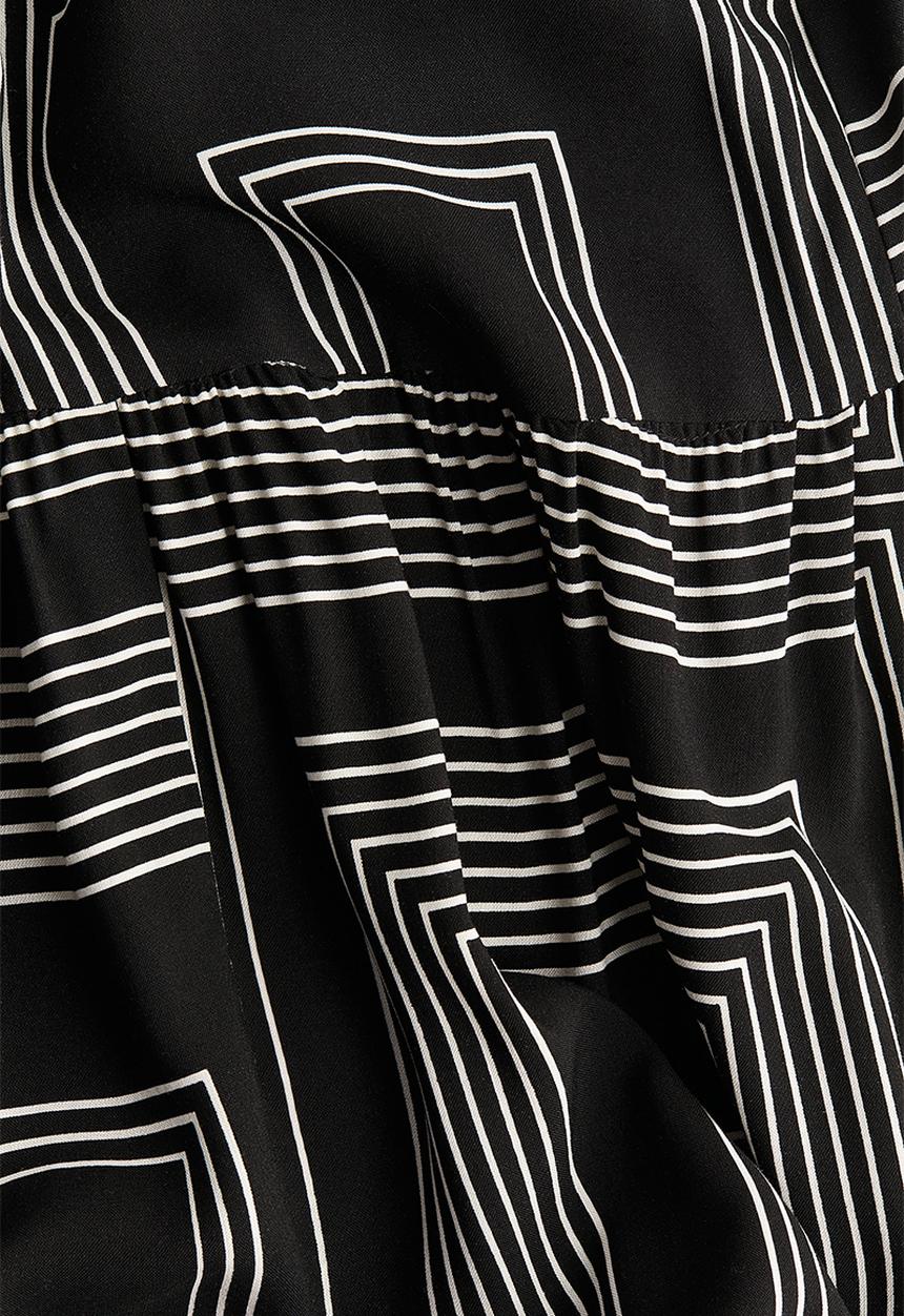 H&M - Midi shirt dress - black/patterned
