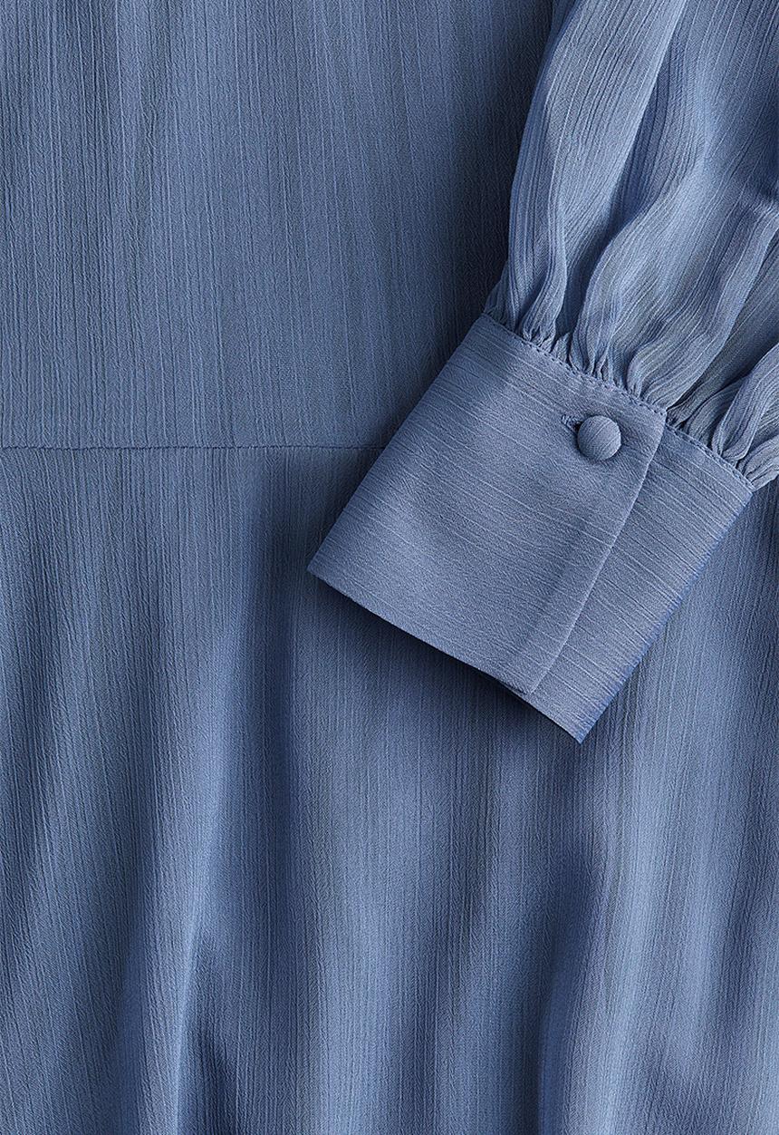 H&M - Sheer tie-neck dress - dusty blue
