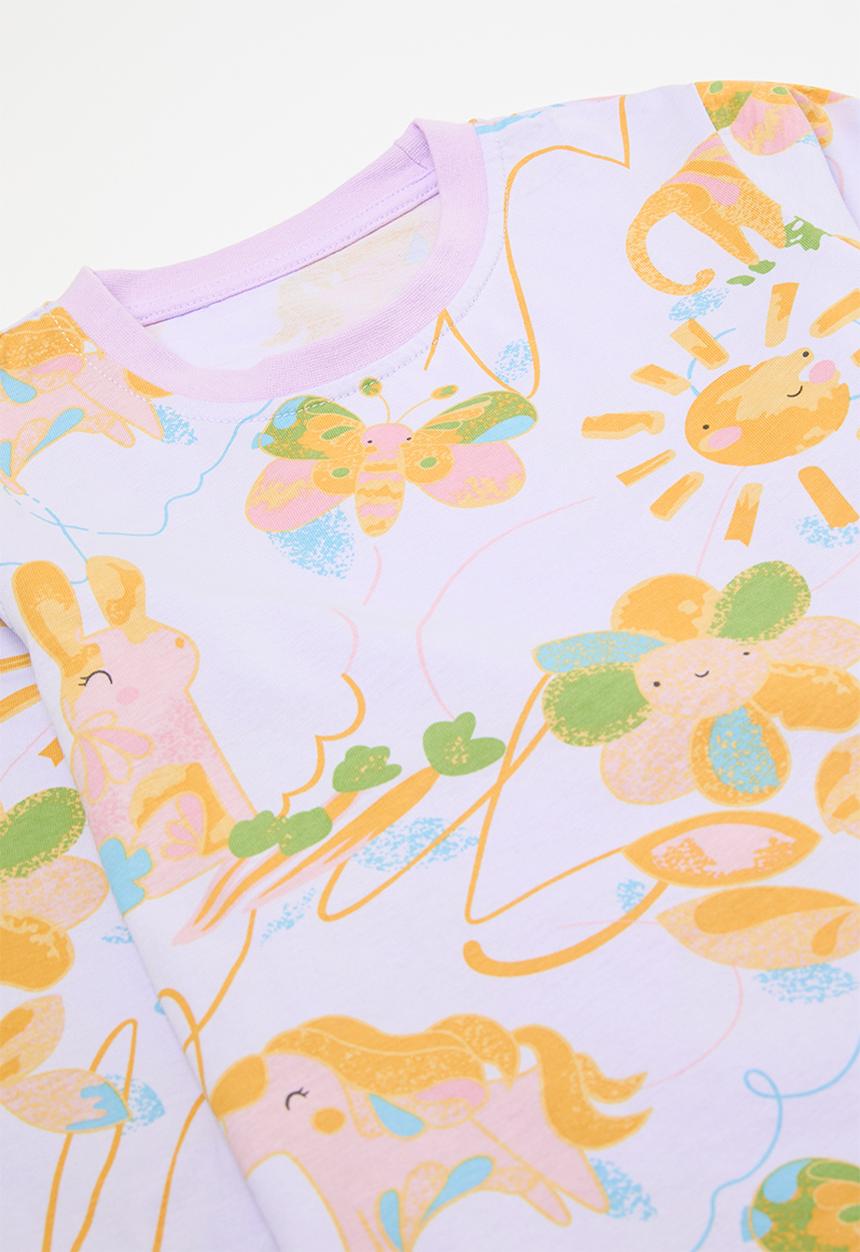 Pop Candy - Pony & butterly printed pj set - lilac