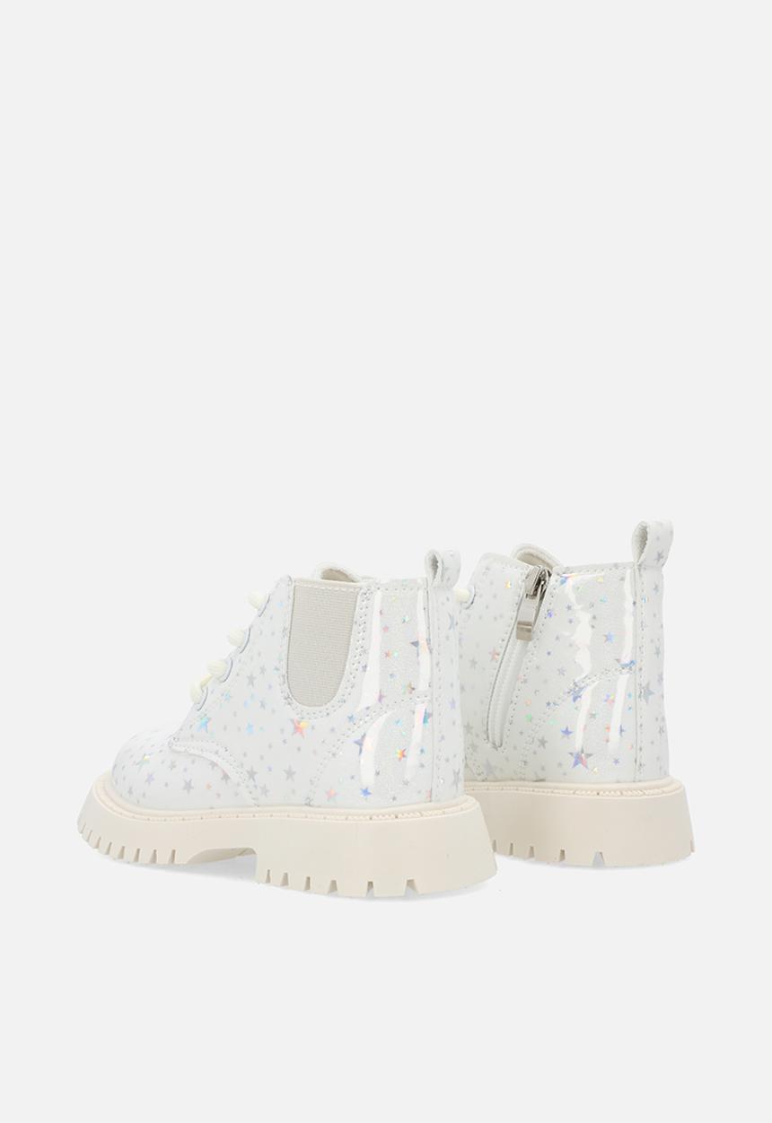 Pop Candy - Star printed boots - silver white