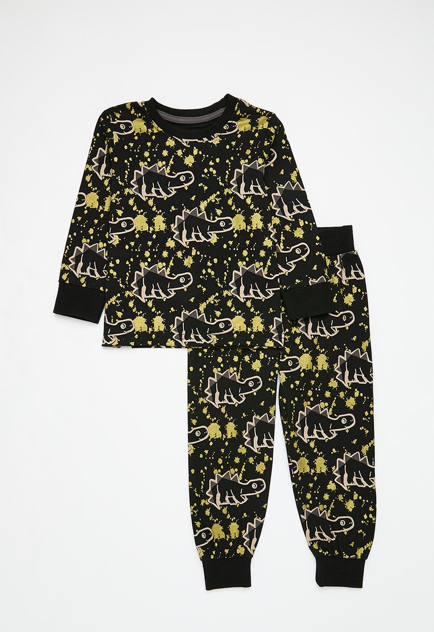 Pop Candy - Dino print pj set - black