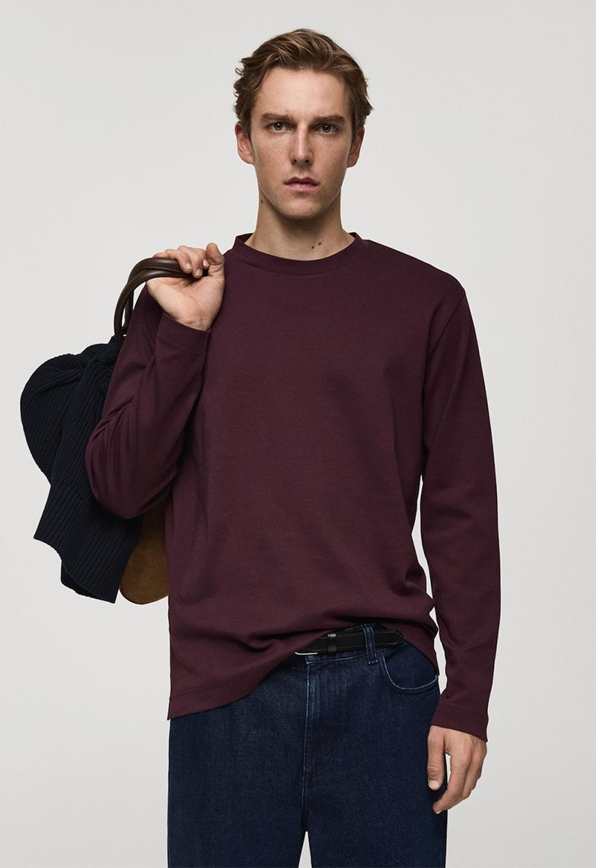 MANGO - T-shirt gareth - bordeaux