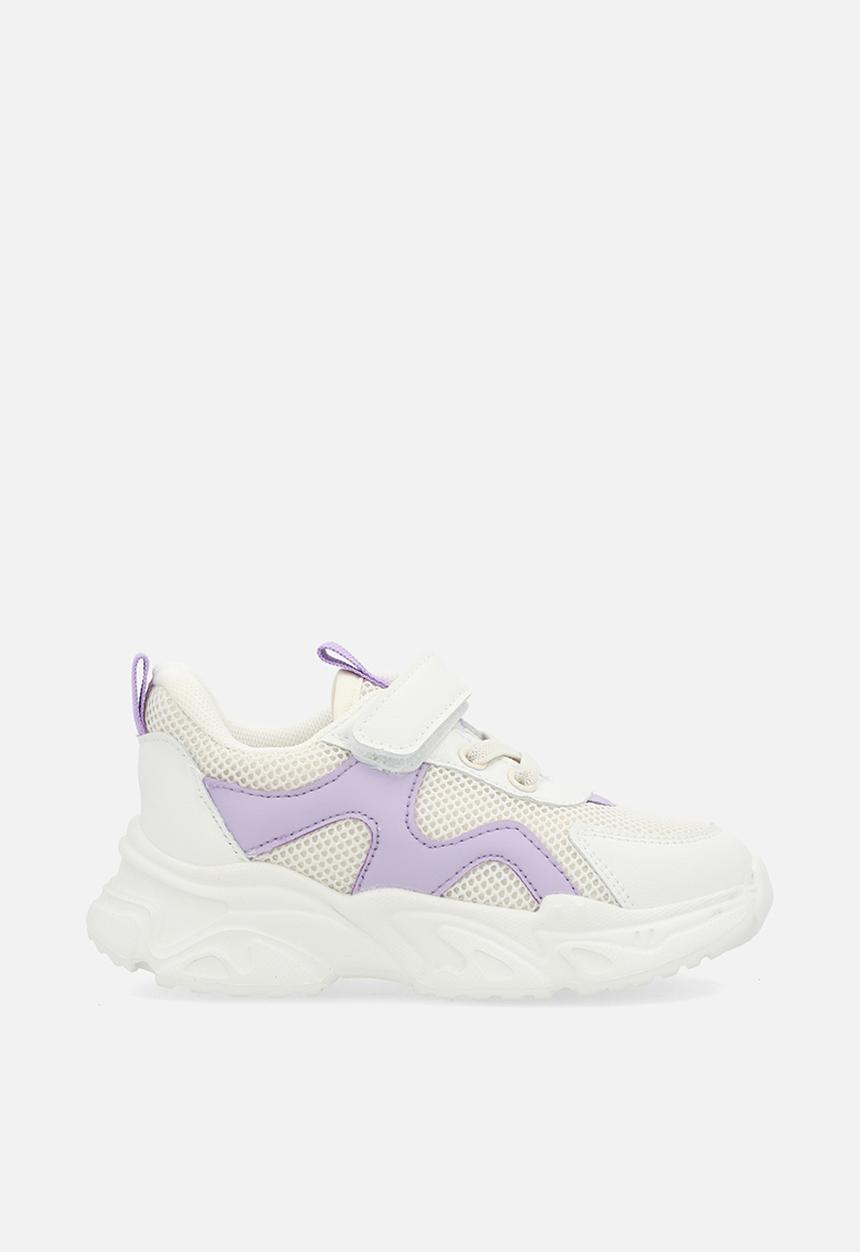 Pop Candy - adjustable fastener & lace sneakers - white & purple