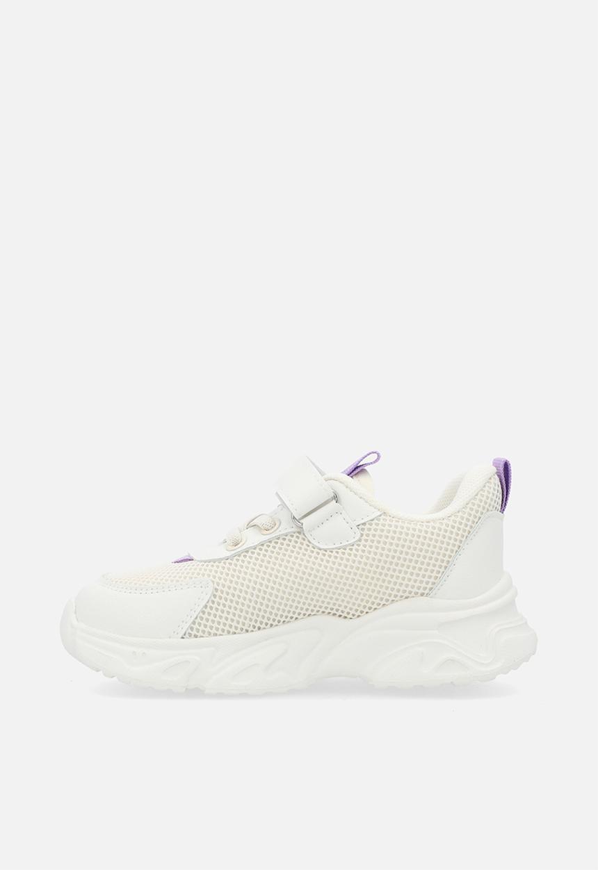 Pop Candy - adjustable fastener & lace sneakers - white & purple