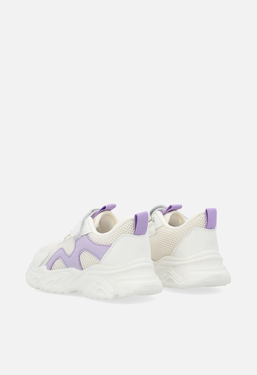 Pop Candy - adjustable fastener & lace sneakers - white & purple