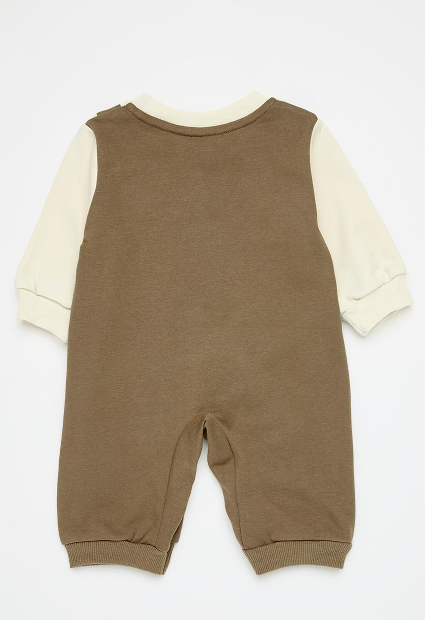 Pop Candy - Contrast romper-browm & ecru