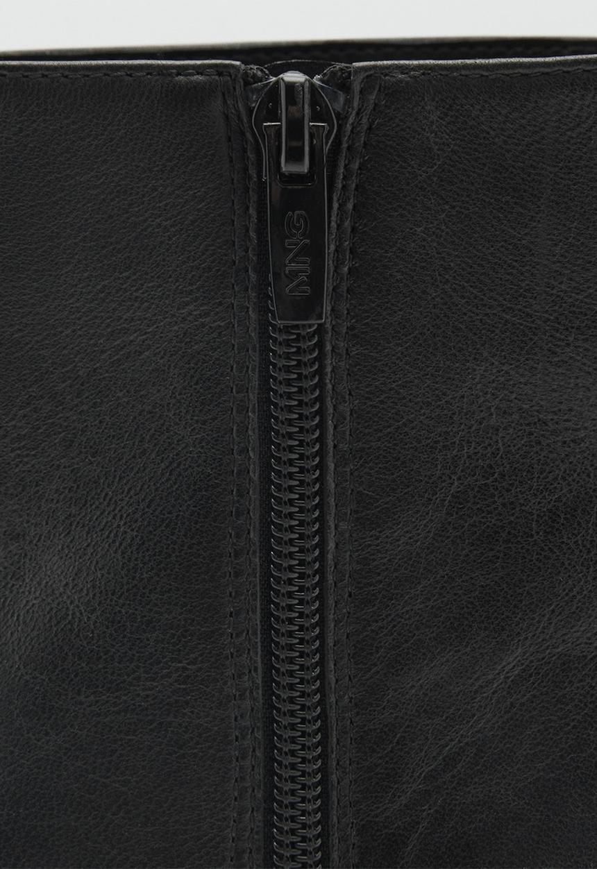 MANGO - Lluvia leather ankle boot - black