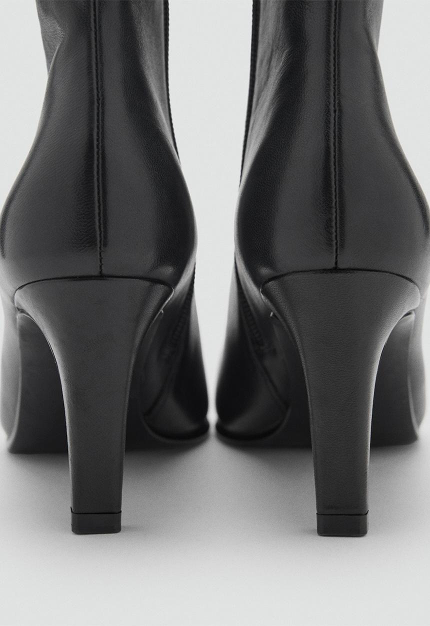 MANGO - Lluvia leather ankle boot - black