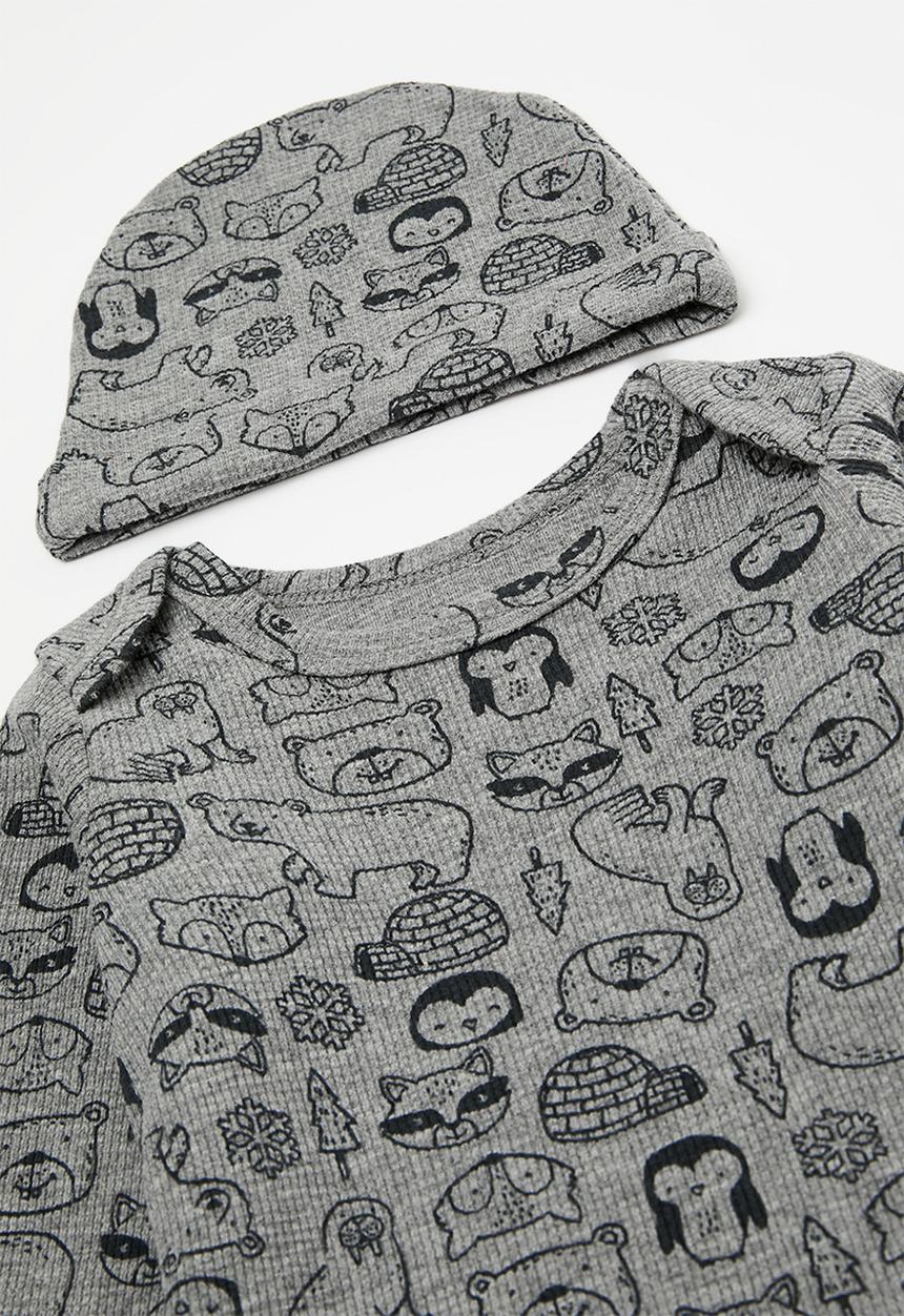 Pop Candy - Bodyvest,legging, socks & beanie set-grey