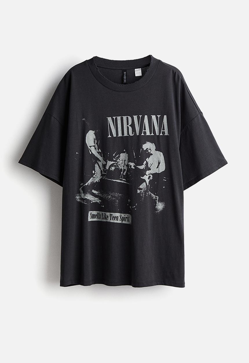 H&M - Oversized printed t-shirt - black nirvana