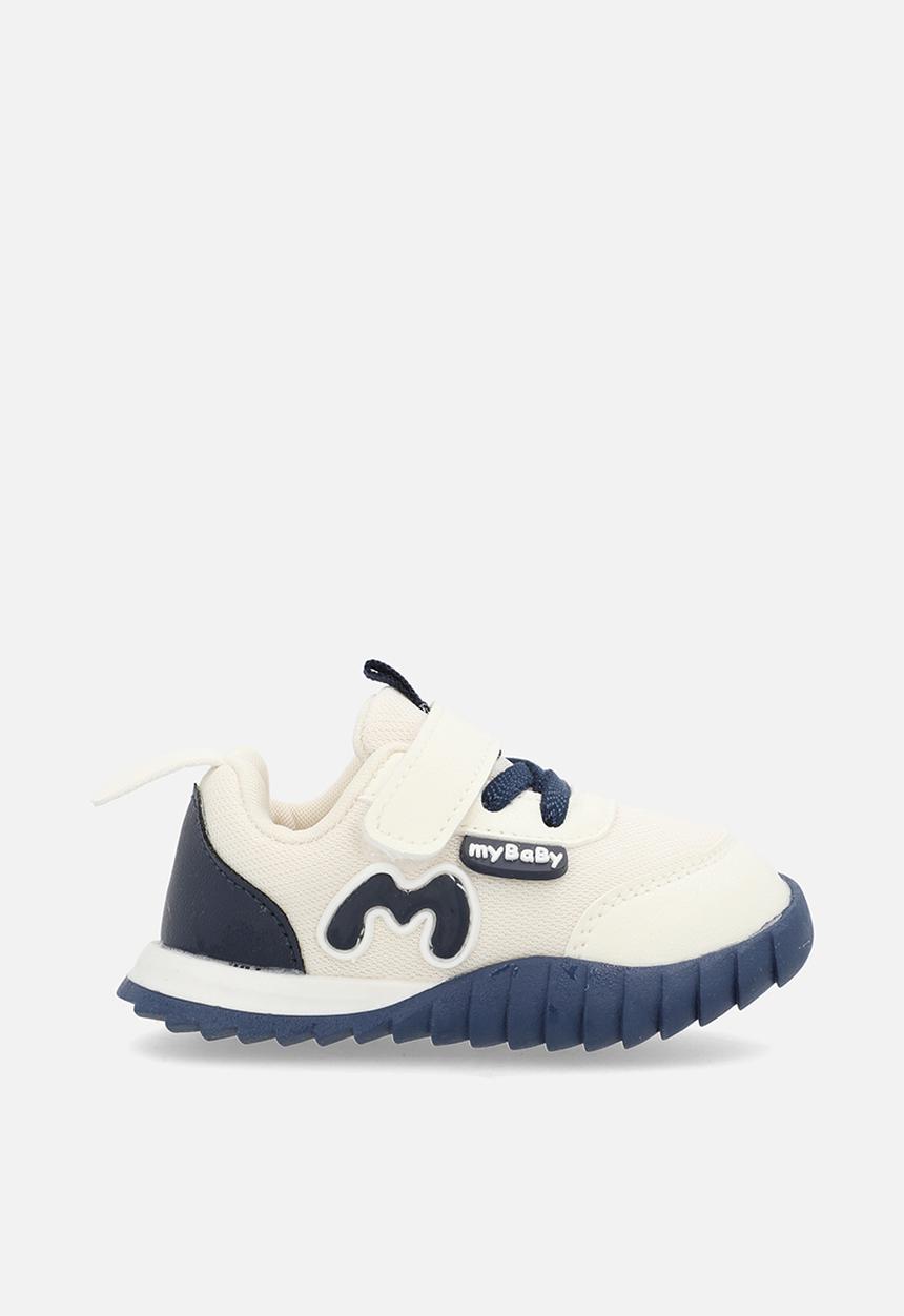 Pop Candy - Velcro & lace sneakers - ecru & navy blue