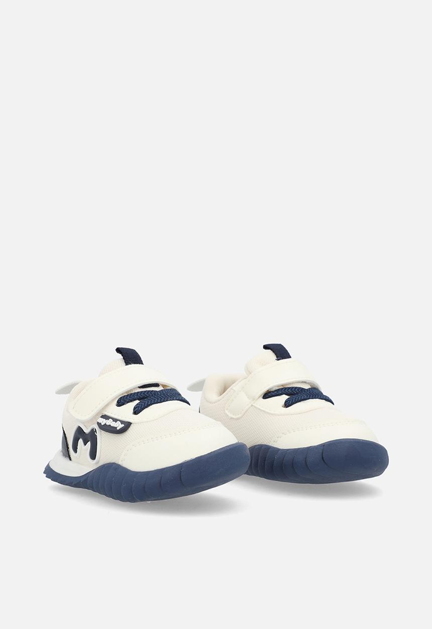 Pop Candy - Velcro & lace sneakers - ecru & navy blue