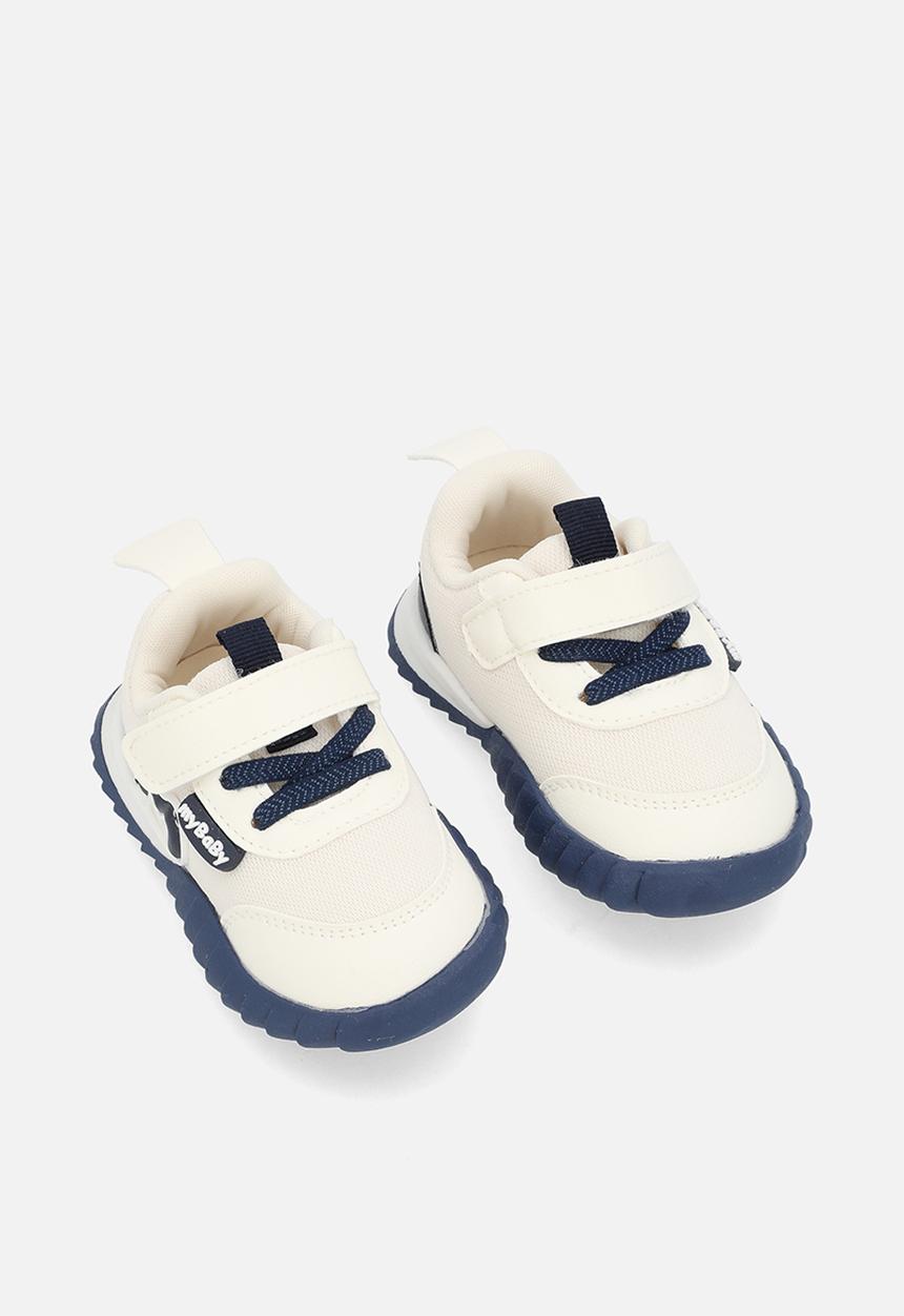 Pop Candy - Velcro & lace sneakers - ecru & navy blue