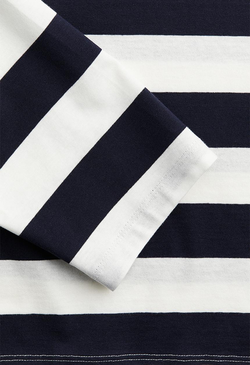 H&M - Oversized boat-neck top - navy blue & white striped