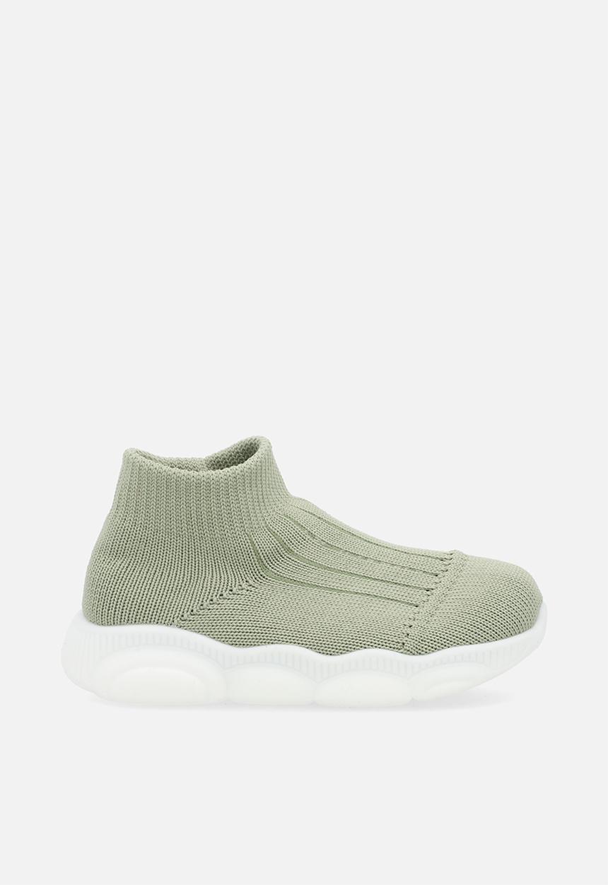 Pop Candy - Knit sock boot - green/white