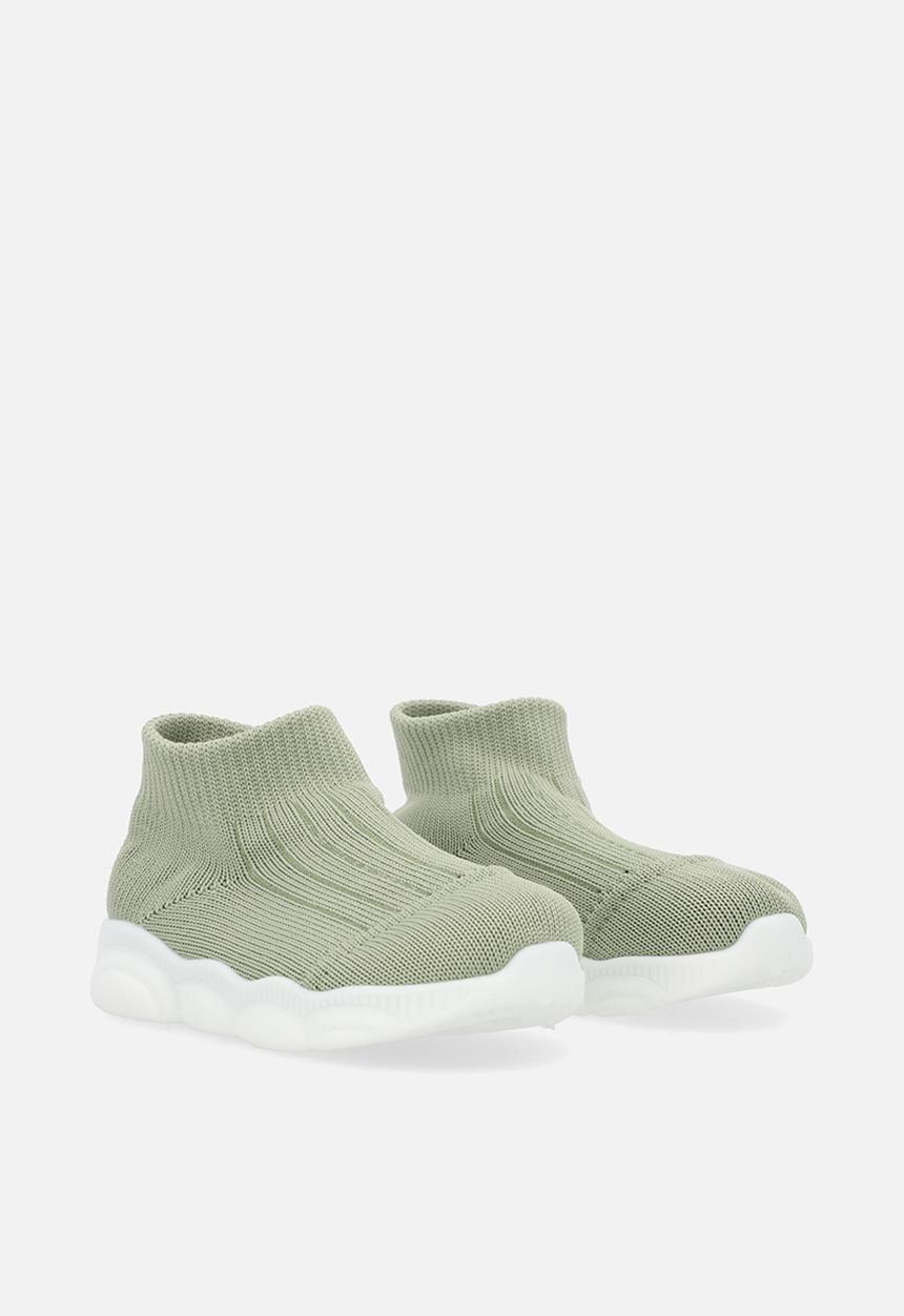 Pop Candy - Knit sock boot - green/white